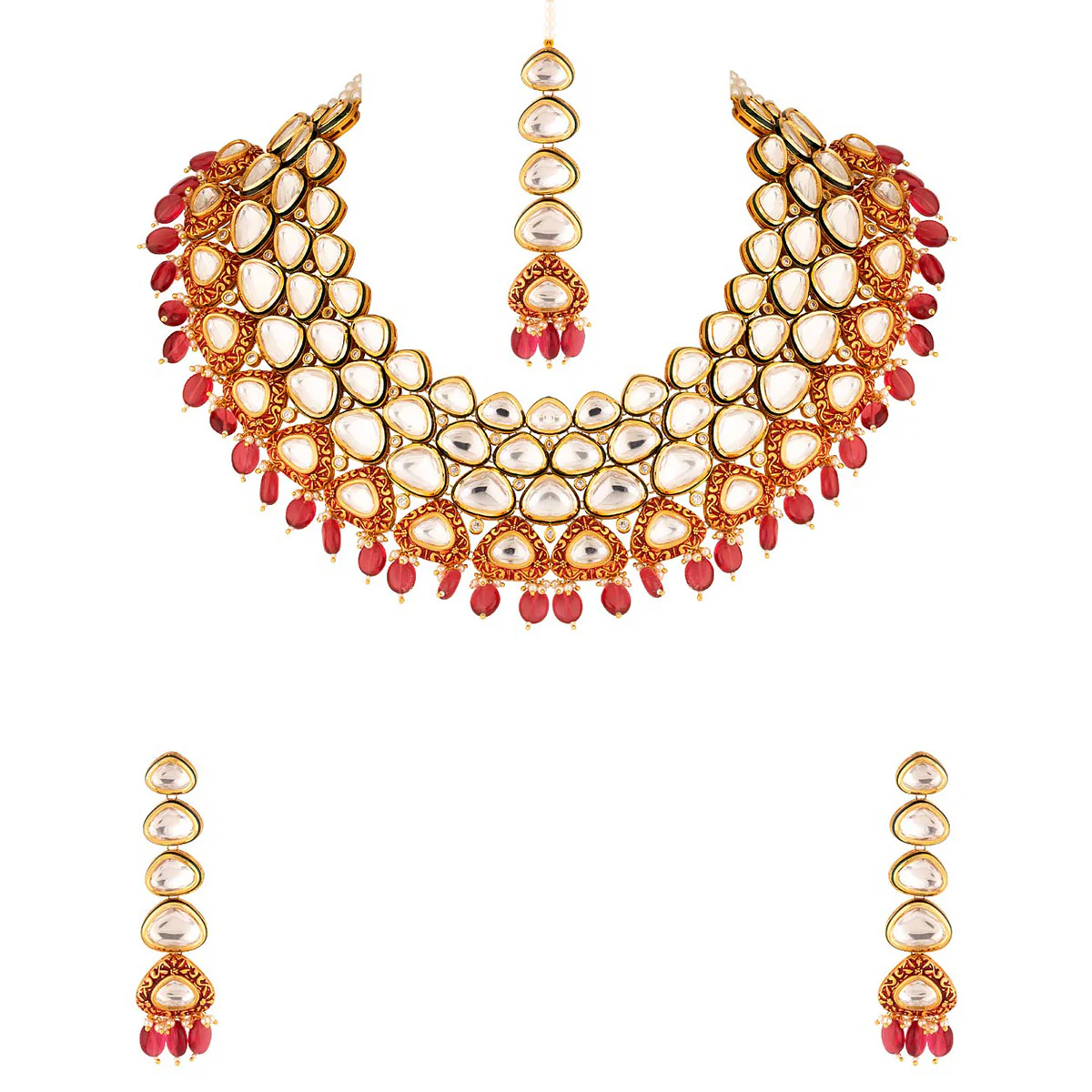 Kundan Opulence Polki Style Maang Tika Set - Image 3