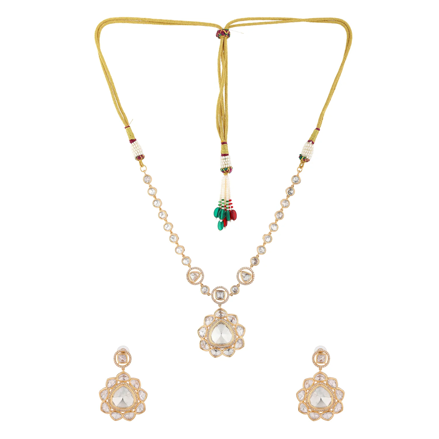 Kundan Opulence Royal Bloom Necklace Set - Image 4