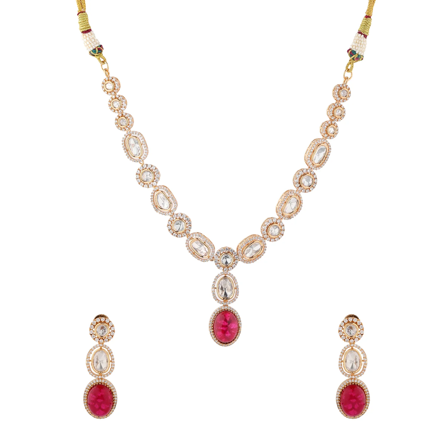 Kundan Opulence Royal Ruby Necklace Set - Image 3