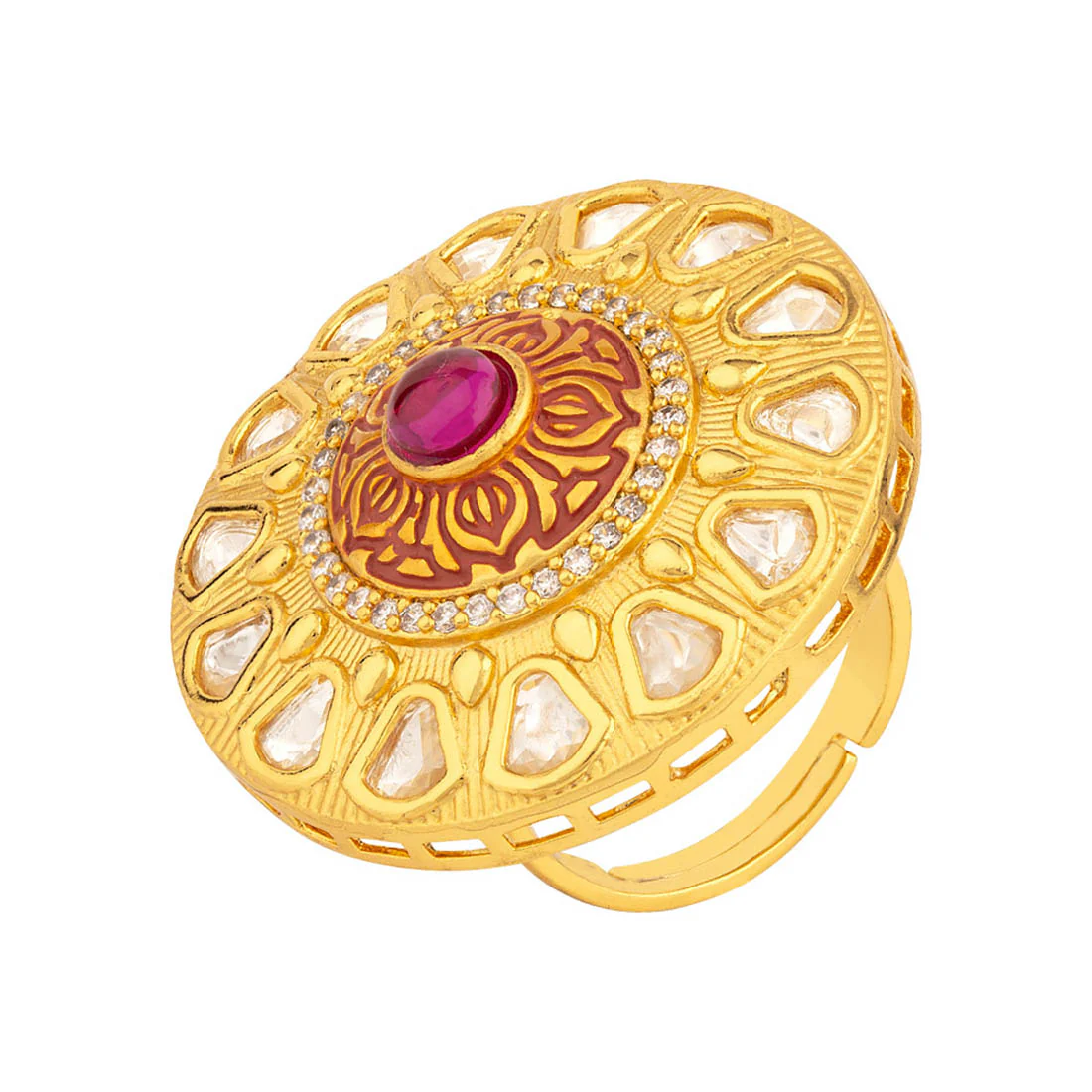 Kundan Stanza Dome Ring - Image 3