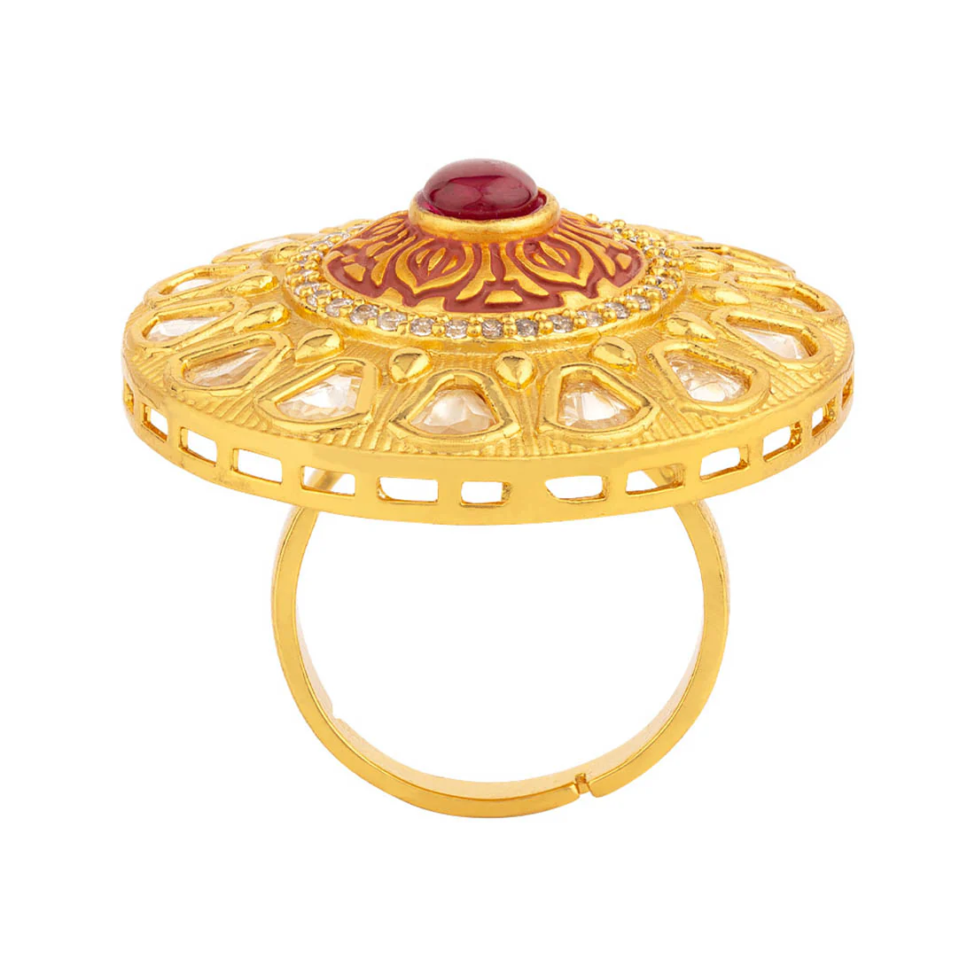 Kundan Stanza Dome Ring - Image 4