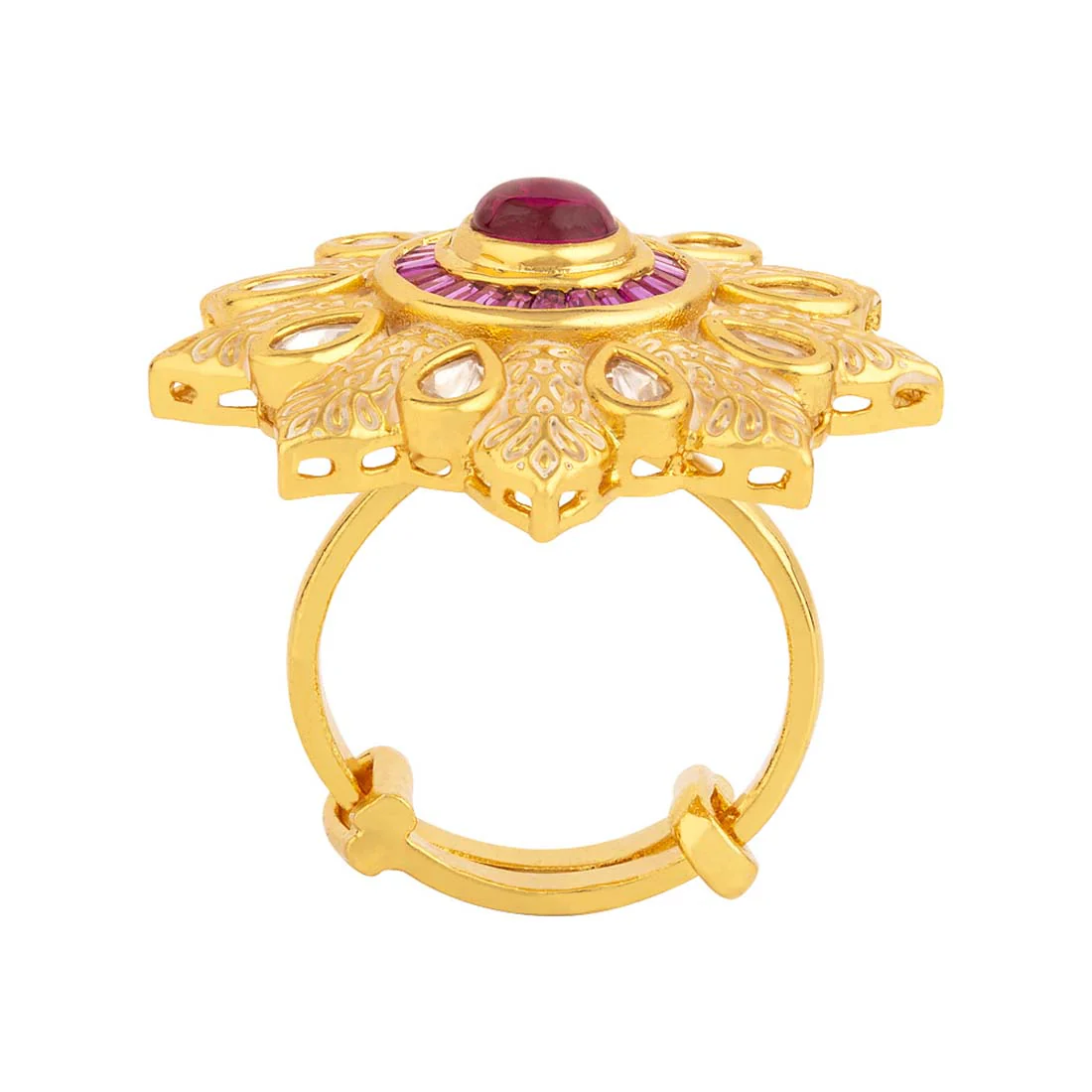 Kundan Stanza Ethnic Floral Ring - Image 4