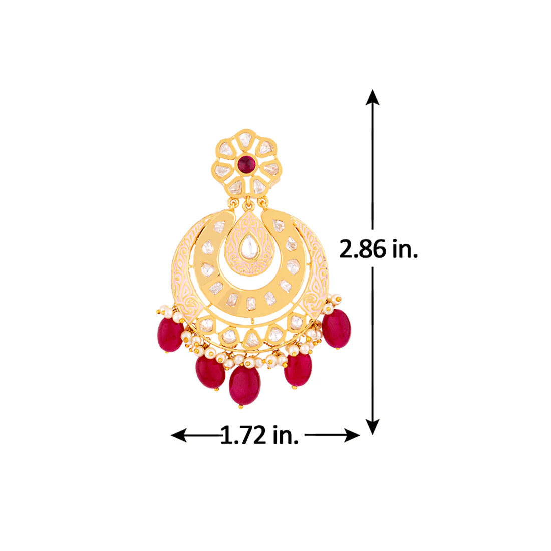 Kundan Stanza Ext Faux Pearls Drop Earrings - Image 5