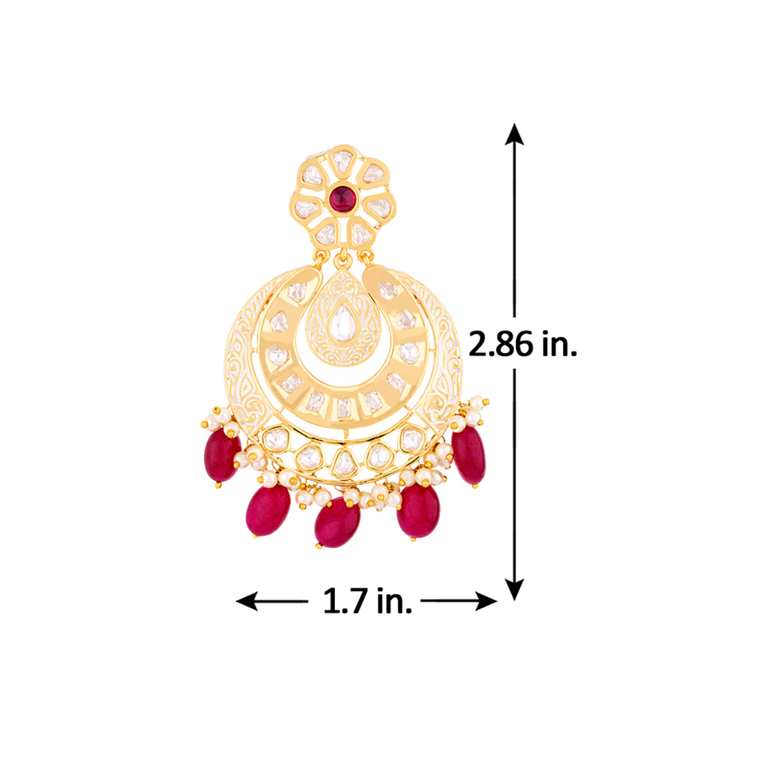 Kundan Stanza Ext Heavily Embellished Chandbali Earrings - Image 5