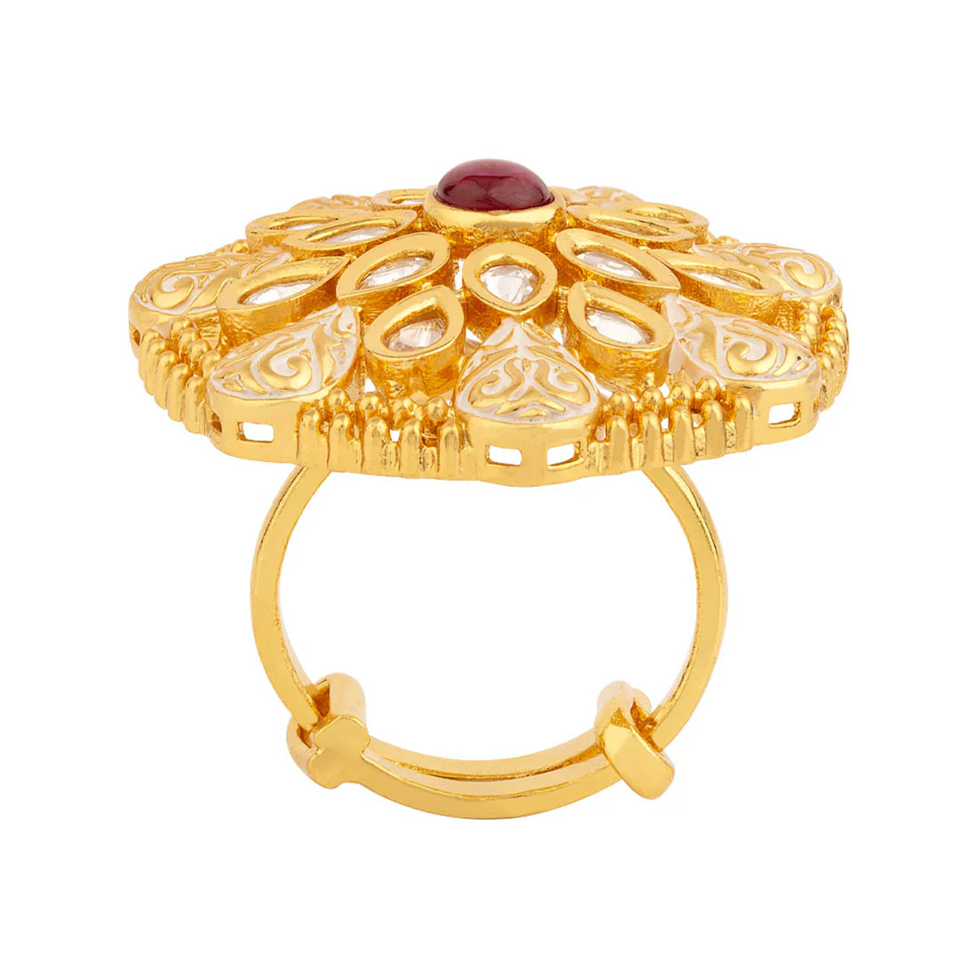 Kundan Stanza Floral Cocktail Ring - Image 4