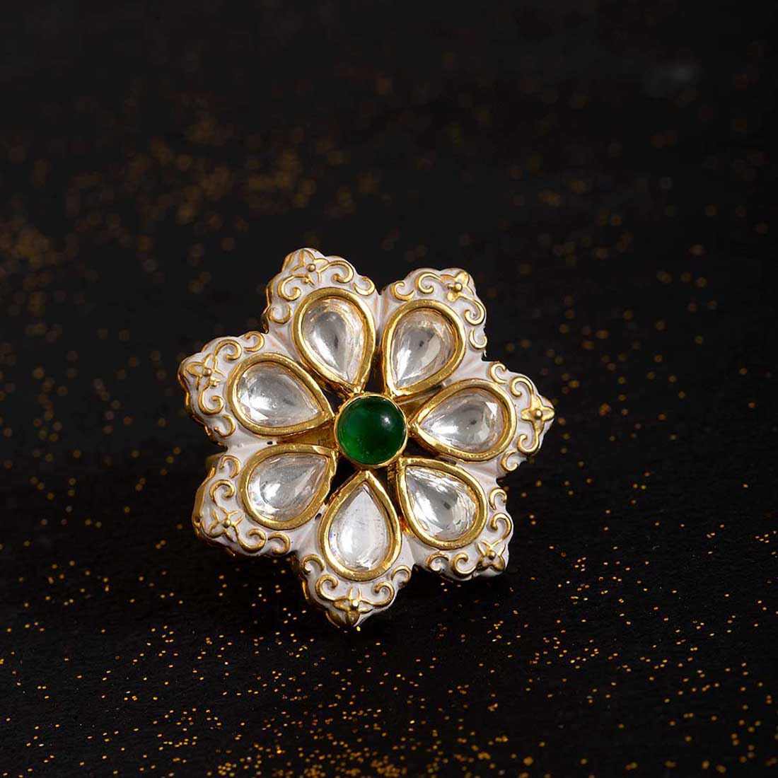 Kundan Stanza Gems Adorned Finger Ring