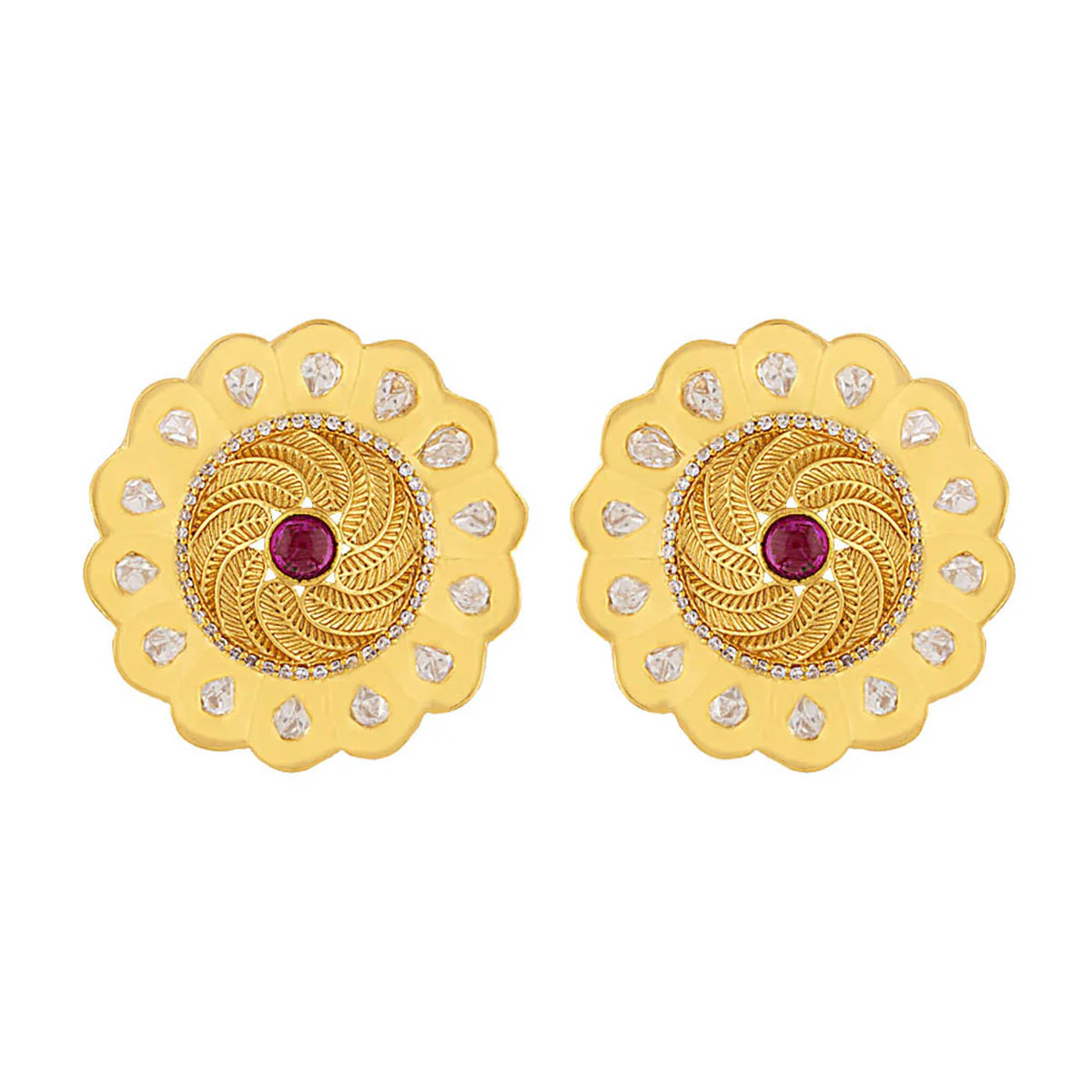 Kundan Stanza Swirls Earrings - Image 3