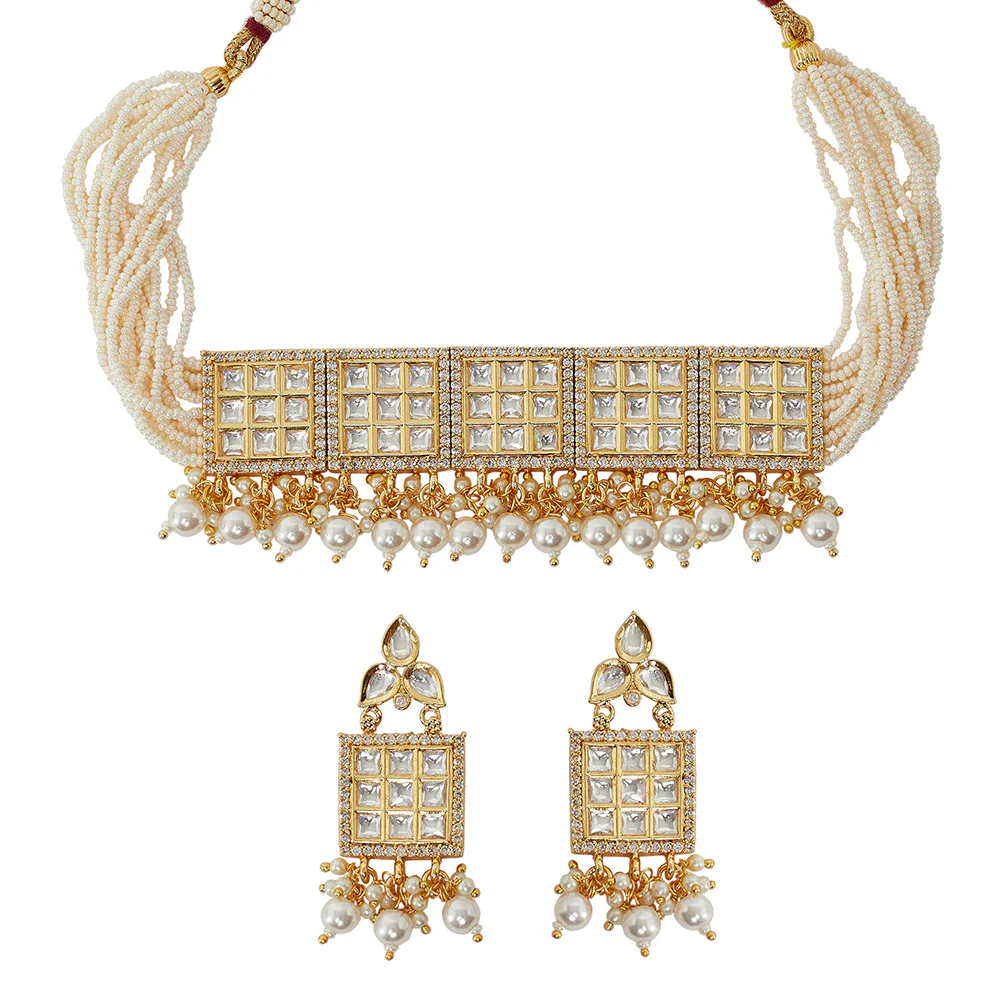 Kundan Studded Shiny Necklace Set - Image 4