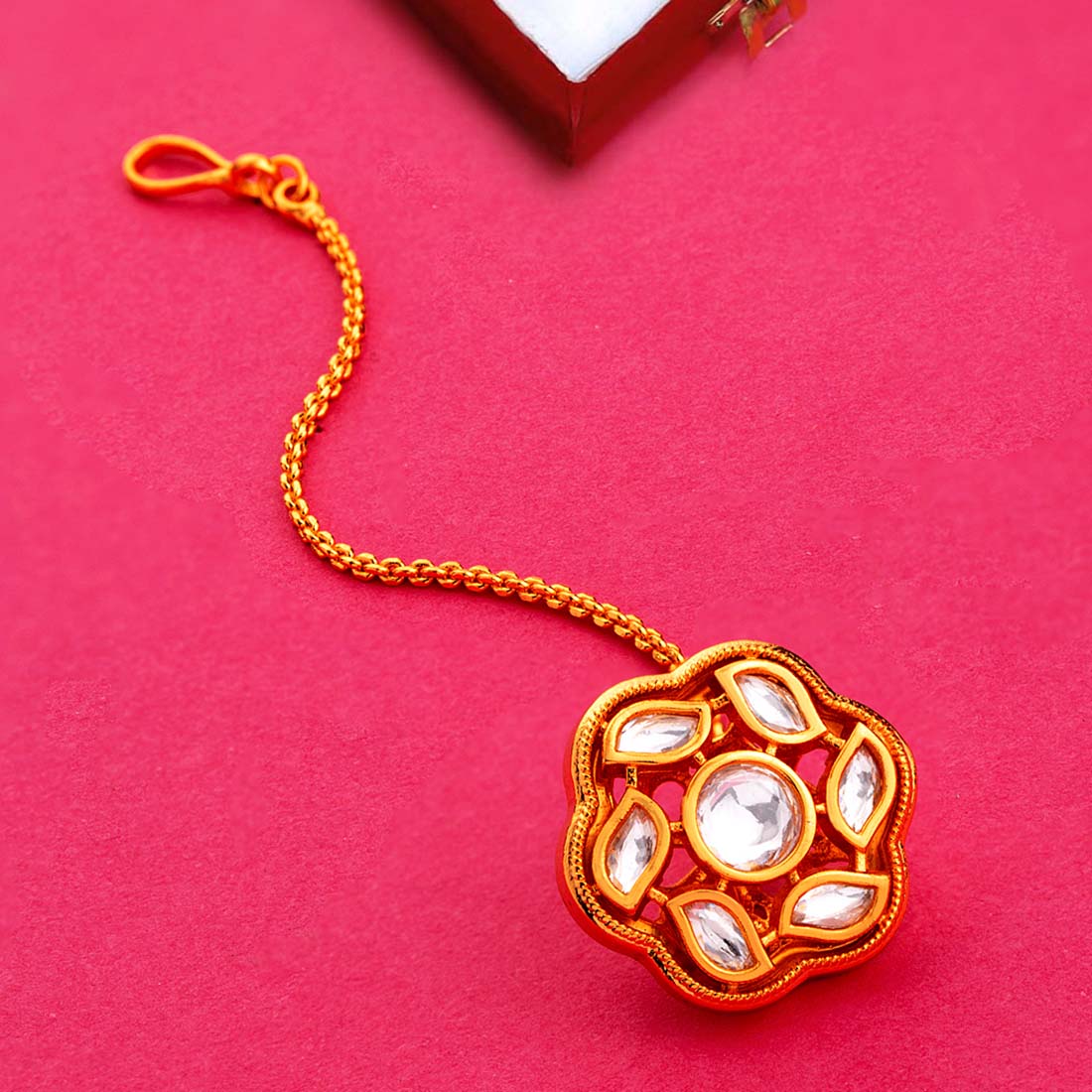 Kundan Yellow Gold Maang Tika
