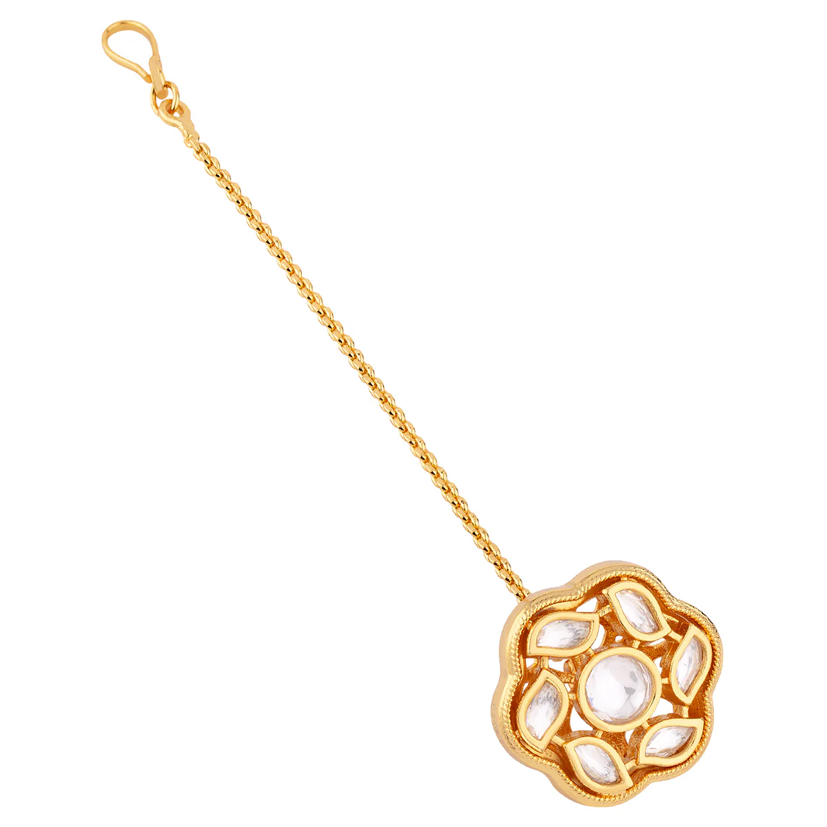 Kundan Yellow Gold Maang Tika - Image 3
