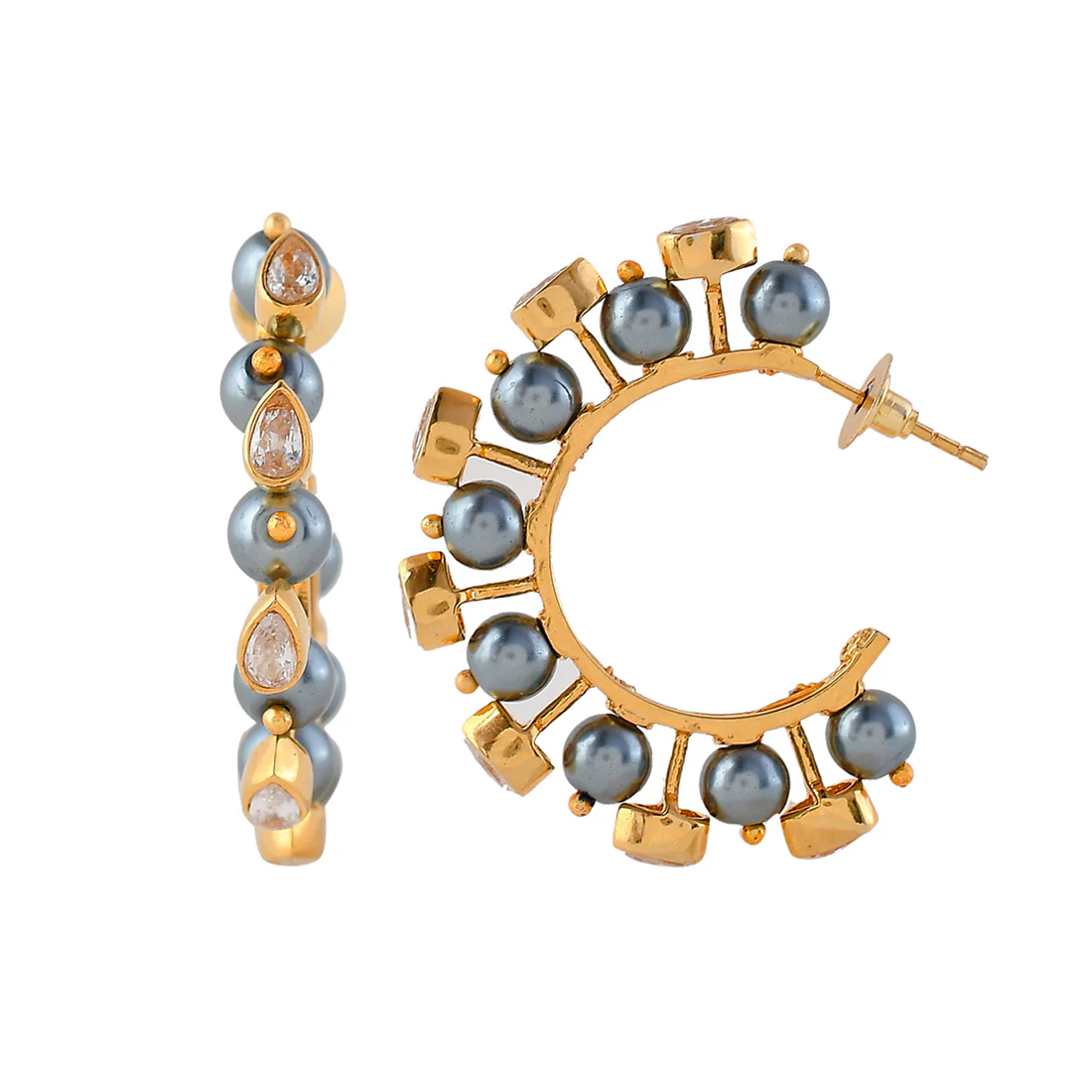 Lara Pearl Statement Hoop Earrings - Image 5