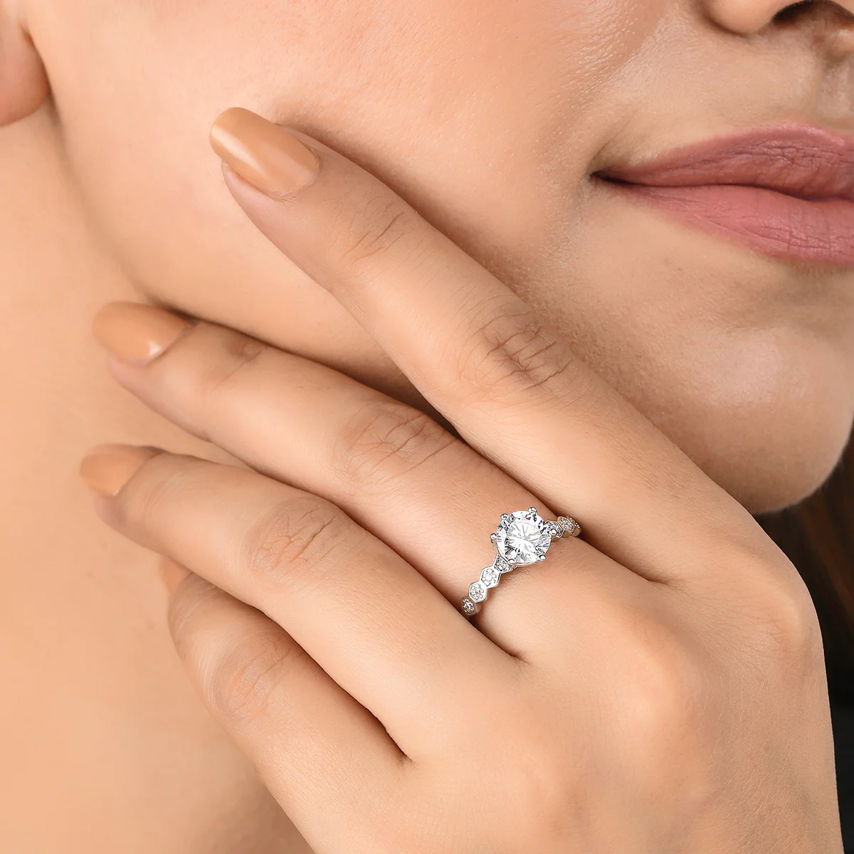 Large Emerald Cut Zircon Adorned Brass Silver Plated Ring - Image 2