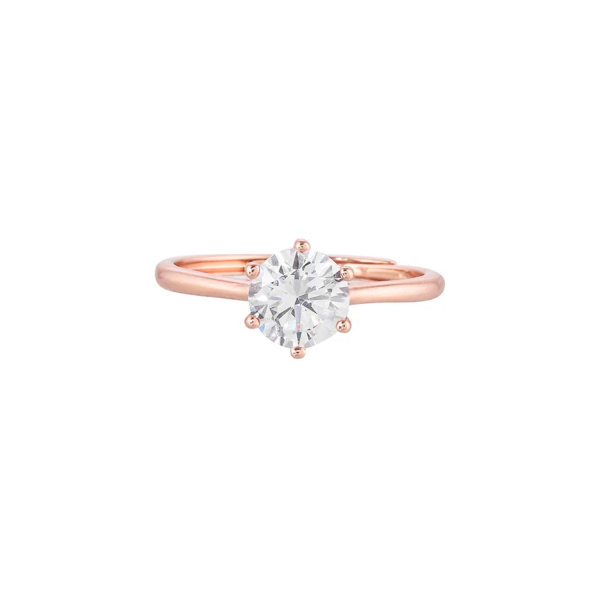 Large Round Cut Zirconia Adorned Rose Gold Band Ring - Image 3