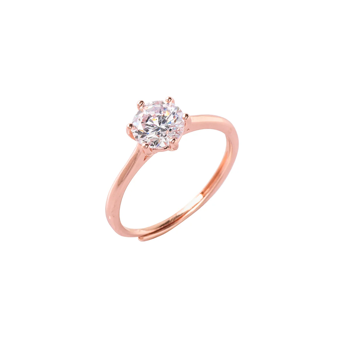 Large Round Cut Zirconia Adorned Rose Gold Band Ring - Image 4