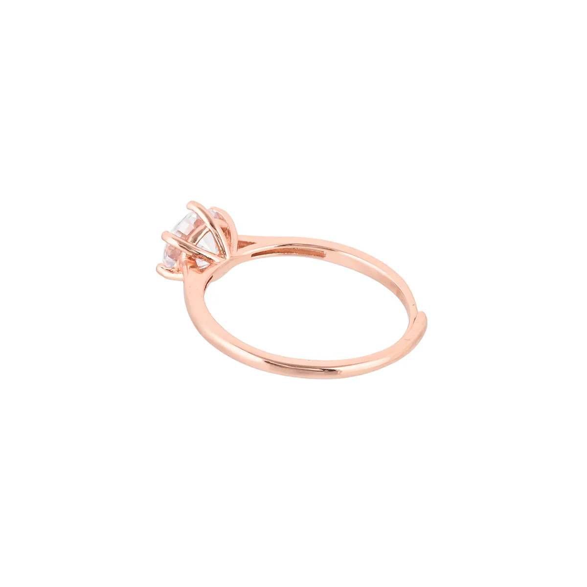 Large Round Cut Zirconia Adorned Rose Gold Band Ring - Image 5