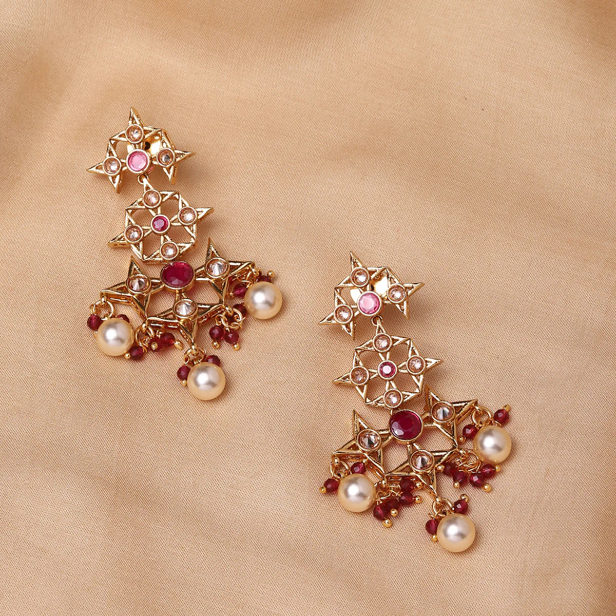 Lattic Gold-plated brass earrings