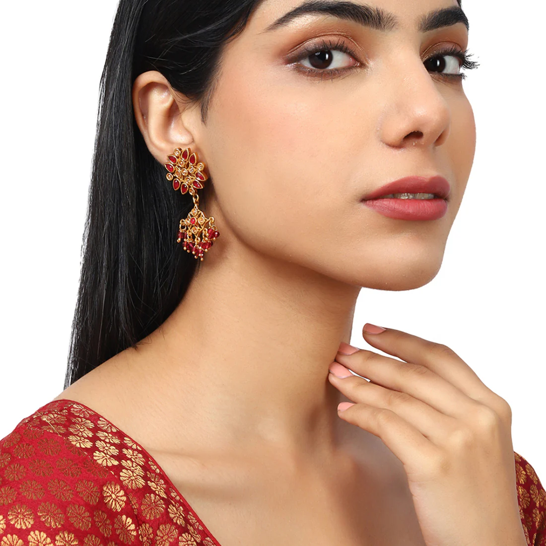 Lattice Gold-Plated Earrings - Image 2