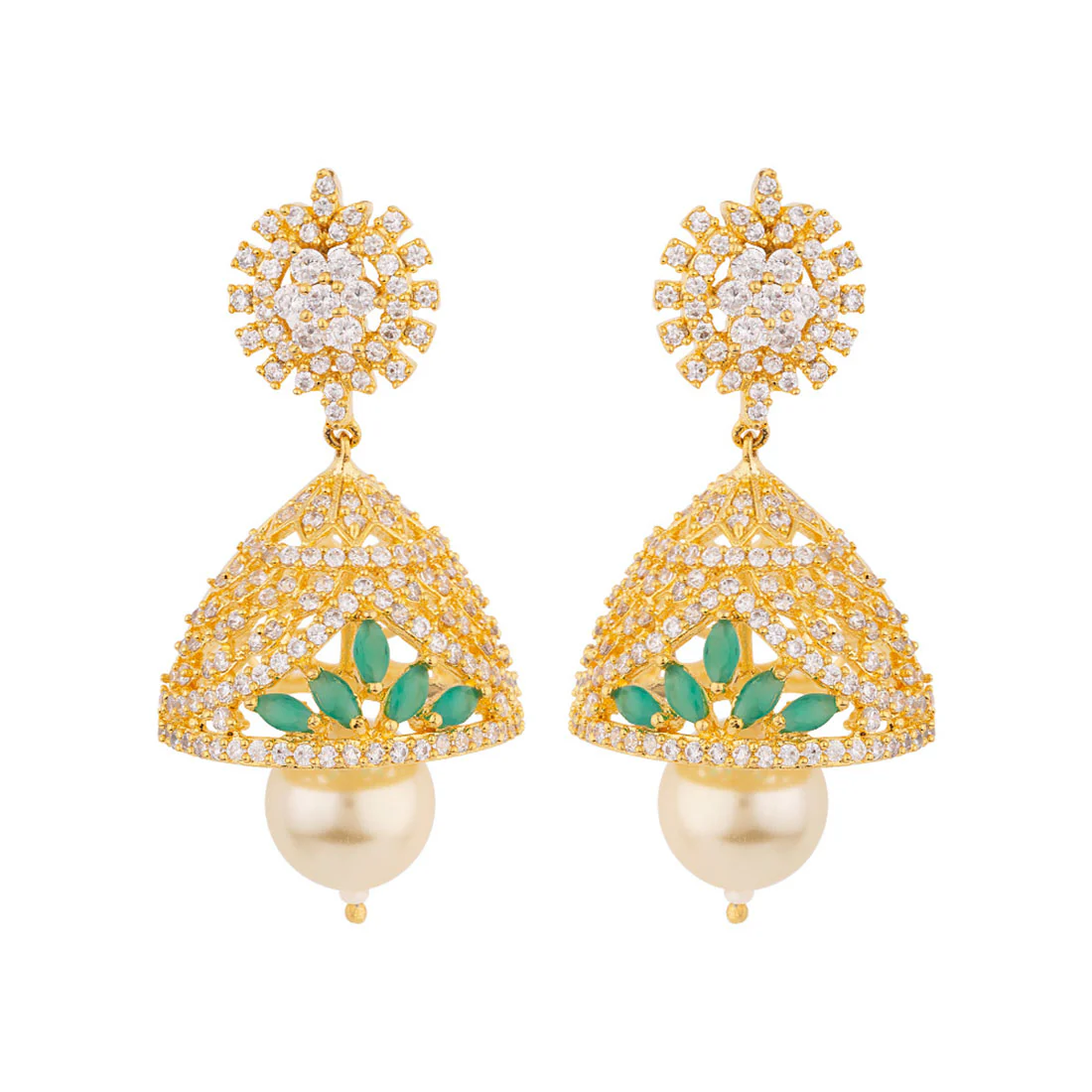 Lattice Design Ethnic Jhumka Earrings - Image 3