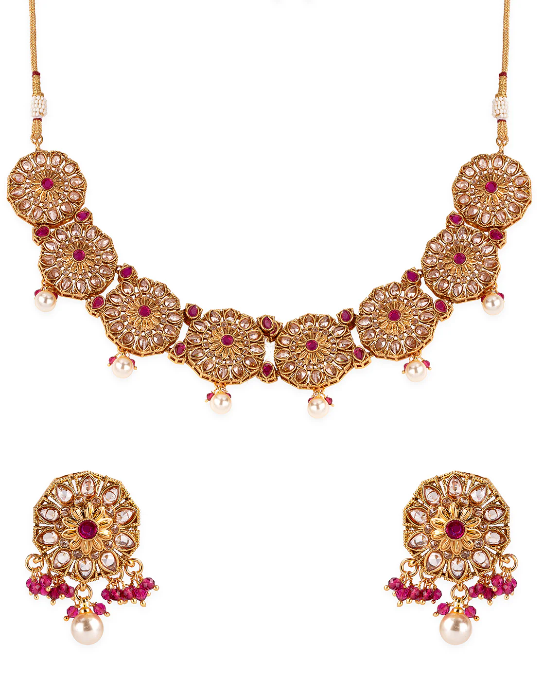 Lattice Design Ethnic Necklace Set - Image 2
