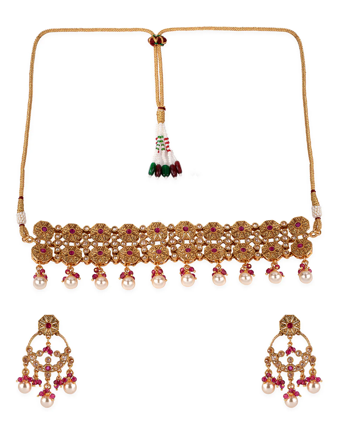 Lattice Design Traditional Necklace Set - Image 3