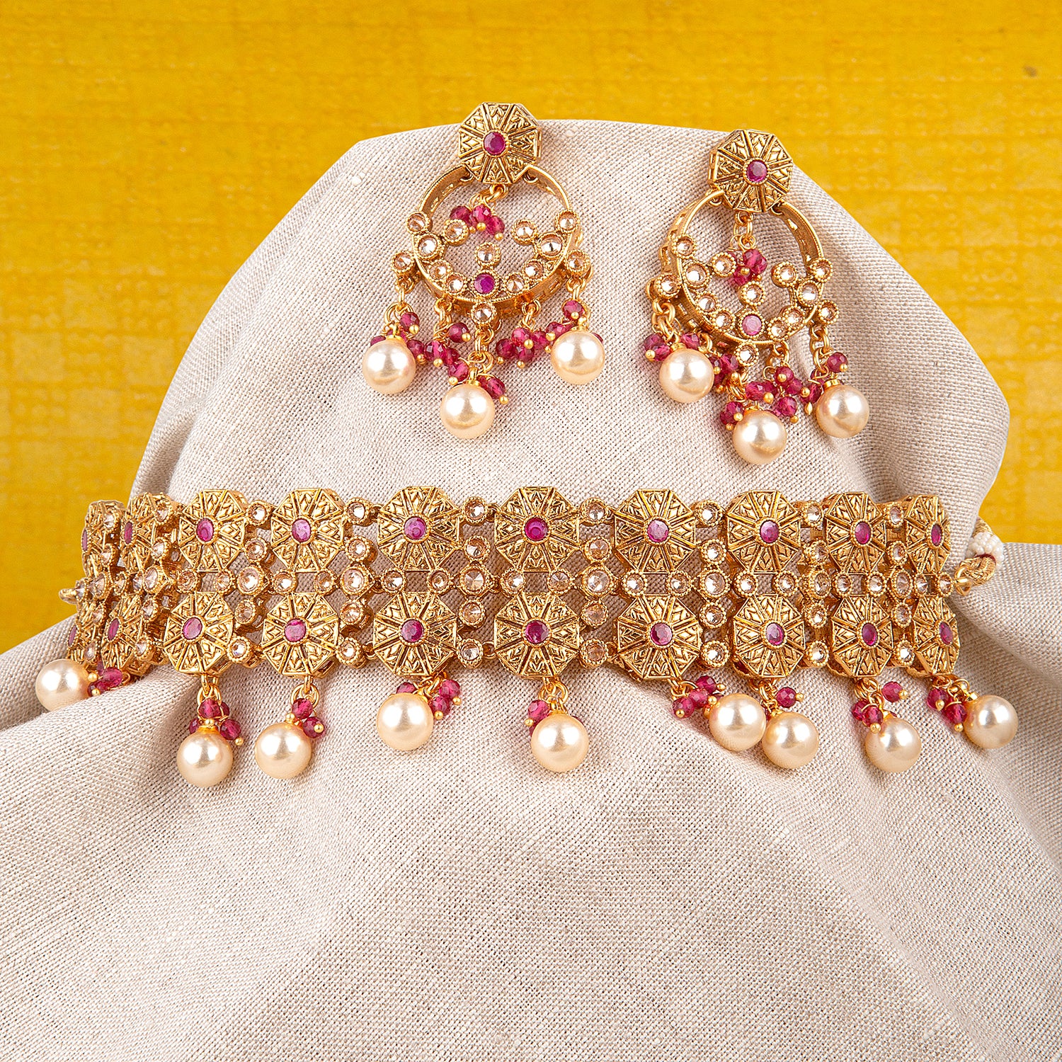 Lattice Design Traditional Necklace Set - Image 8