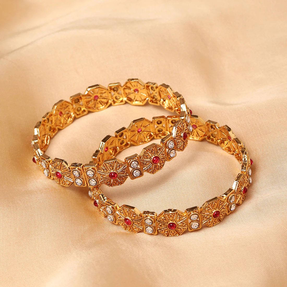 Lattice Gold Brass Bracelets
