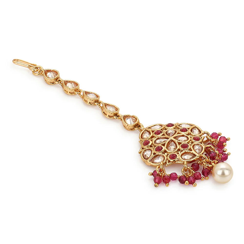 Lattice Gold Brass Maang Tika - Image 2
