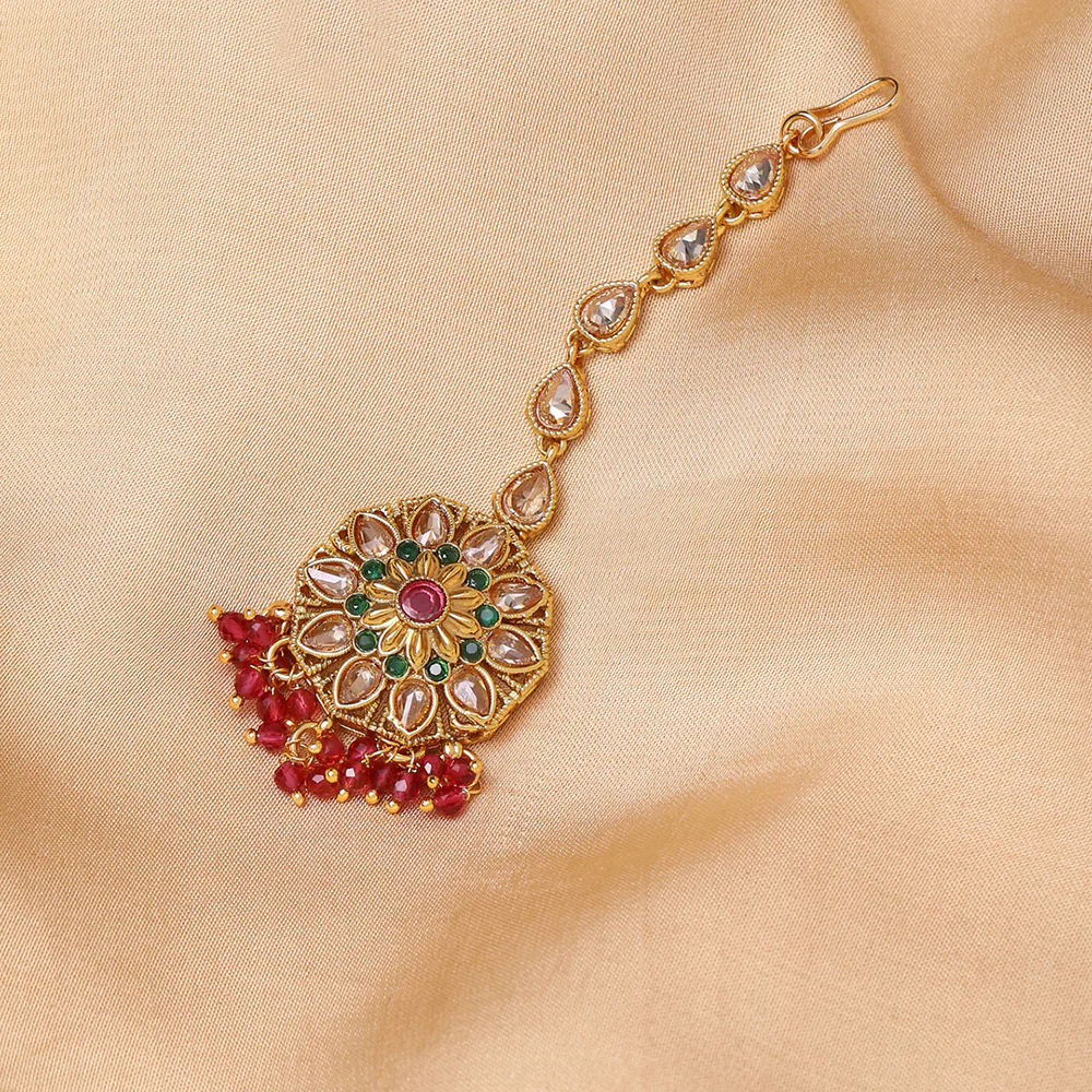 Lattice Gold Reverse AD Studded Maang Tika