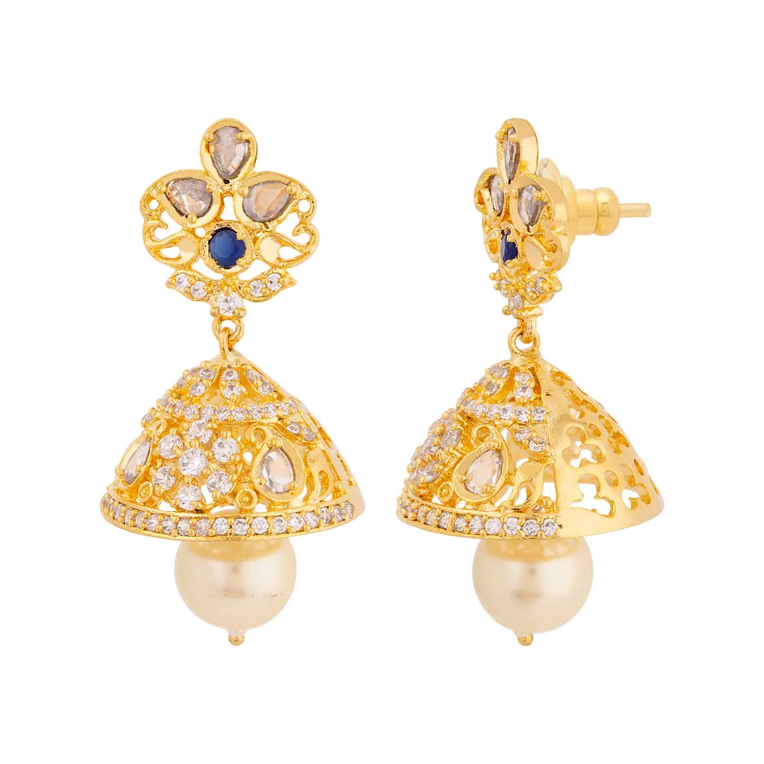 Lattice Pattern Jhumka Earrings - Image 4