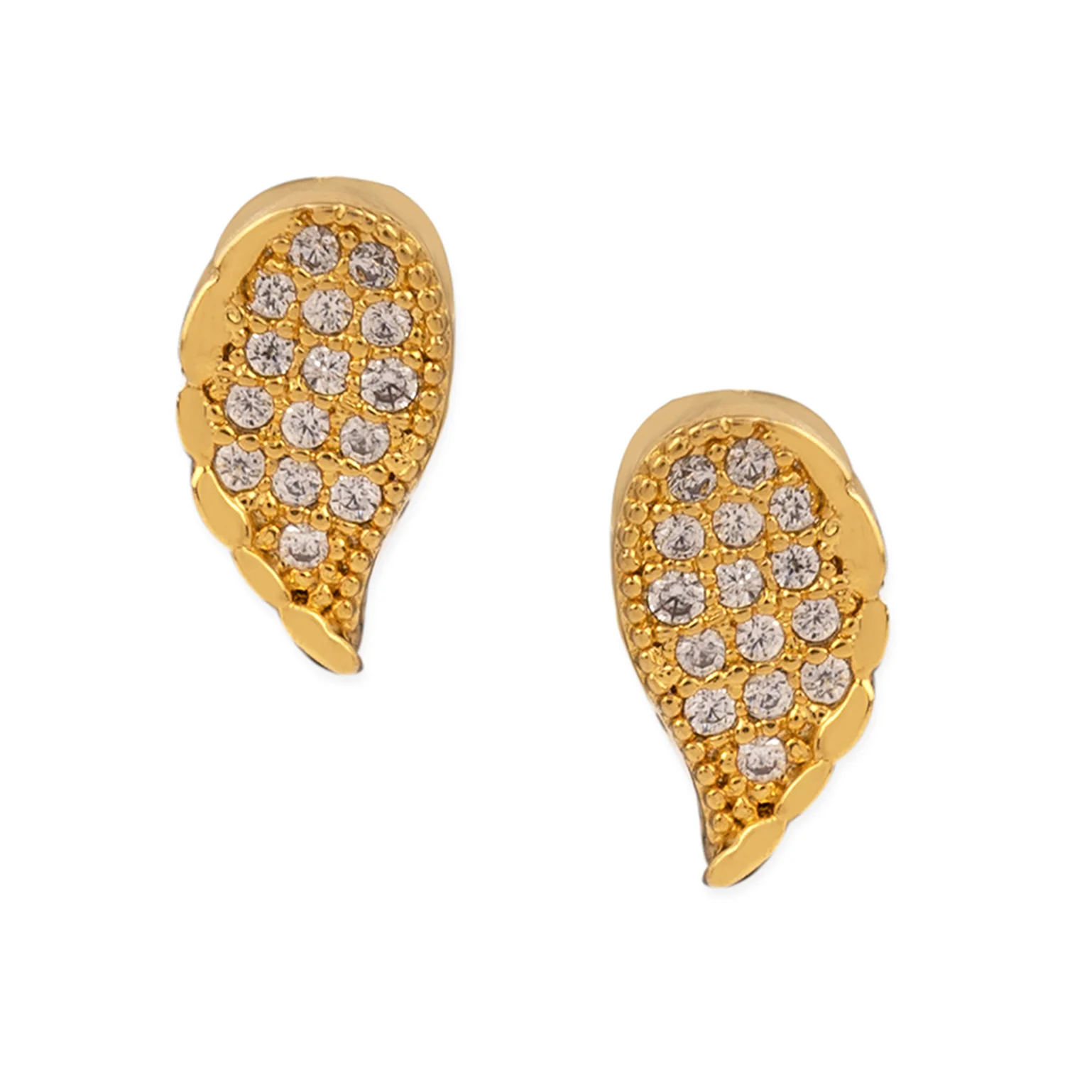 Leaf Motif CZ Stud Earrings - Image 3