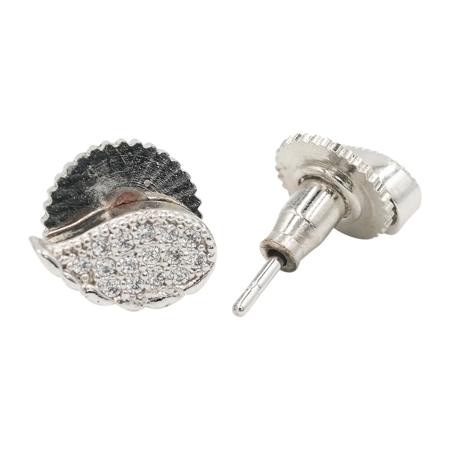 Leaf Motif Silver Plated Stud Earrings - Image 4