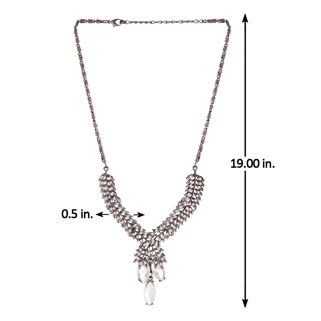 Leafy Statement Necklace With Embellishments of CZ - Image 5