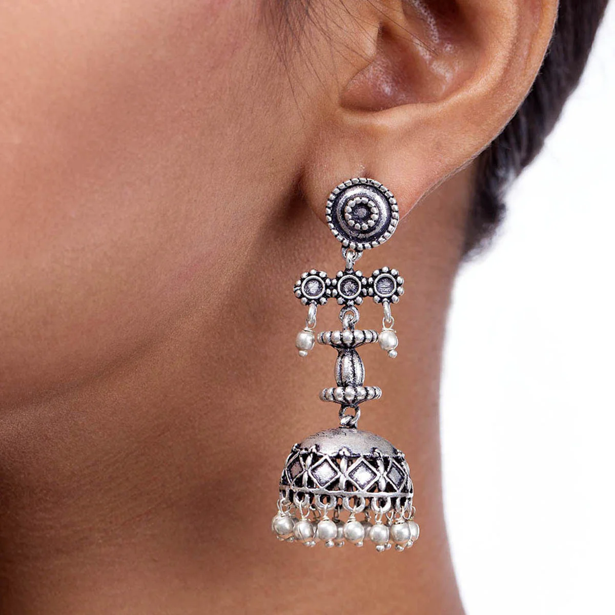 Leela Oxidized Jhumka Earrings - Image 2
