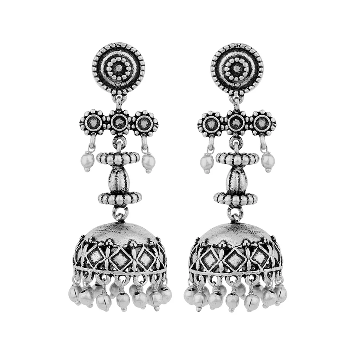 Leela Oxidized Jhumka Earrings - Image 3