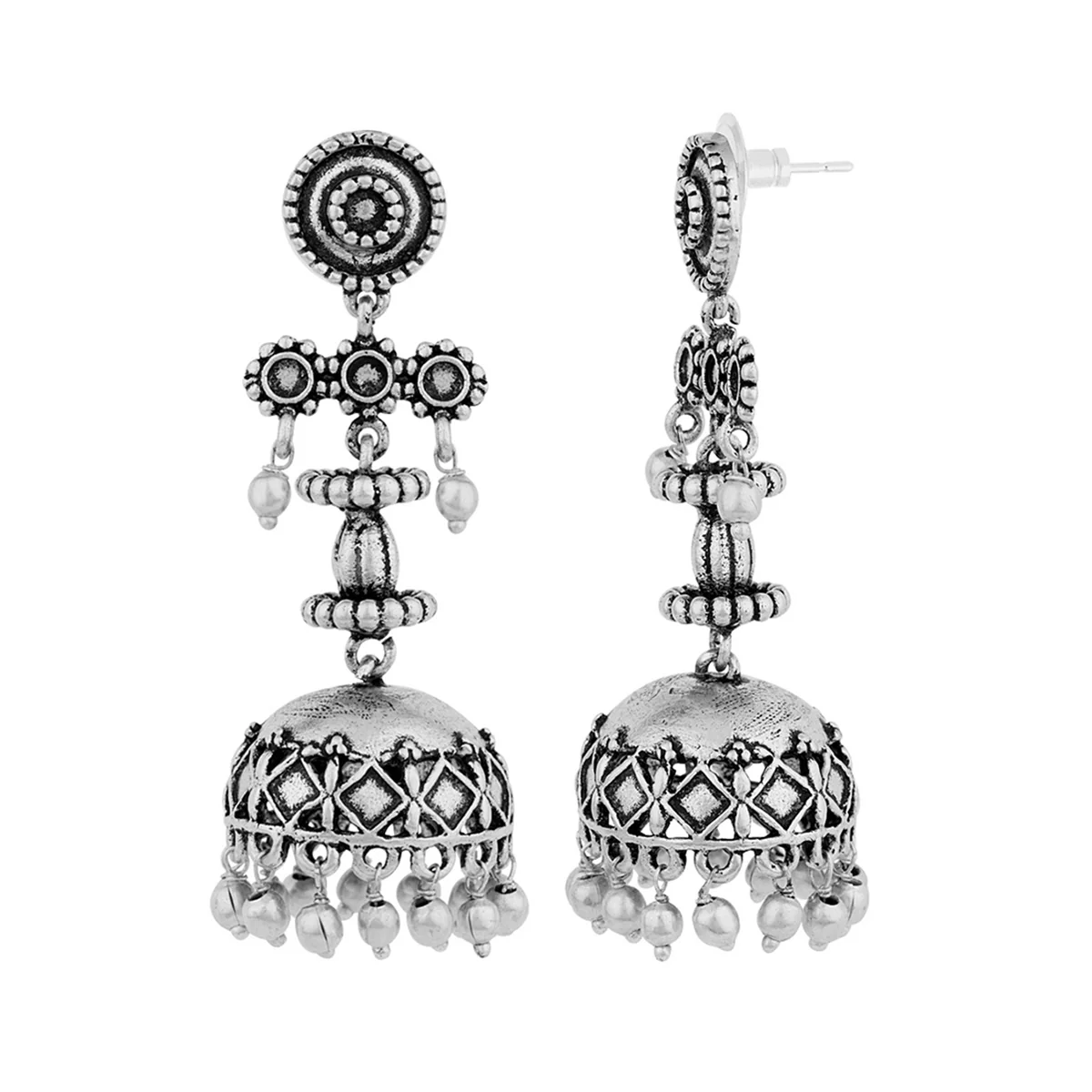 Leela Oxidized Jhumka Earrings - Image 4