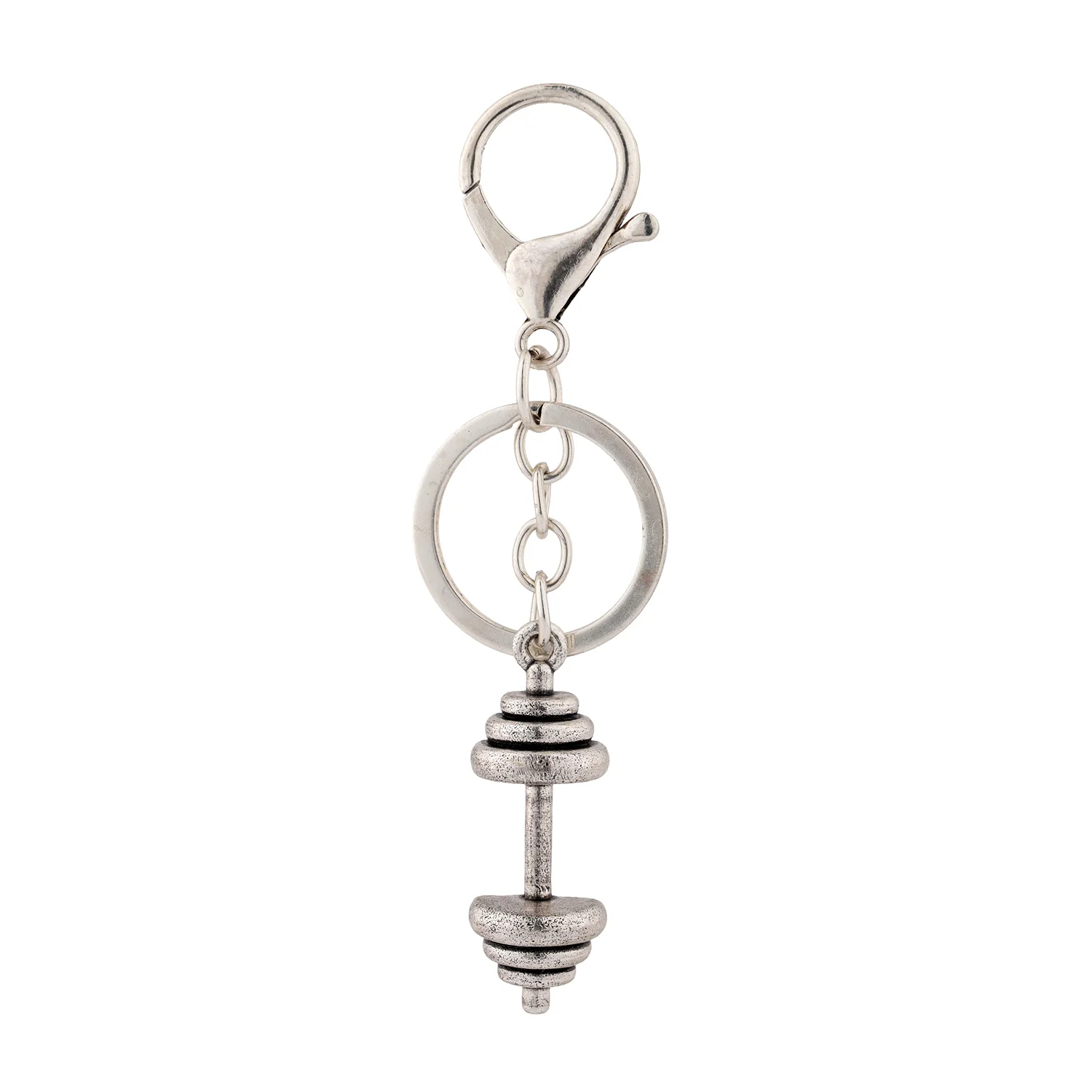 Lift It Dumbbell Silver Oxidised Bag Charm Keychain For Men - Image 4