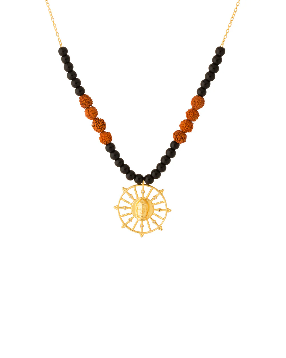 Lord Buddha Pendant with Divine Chakra Design & Rudraksha Chain - Image 2