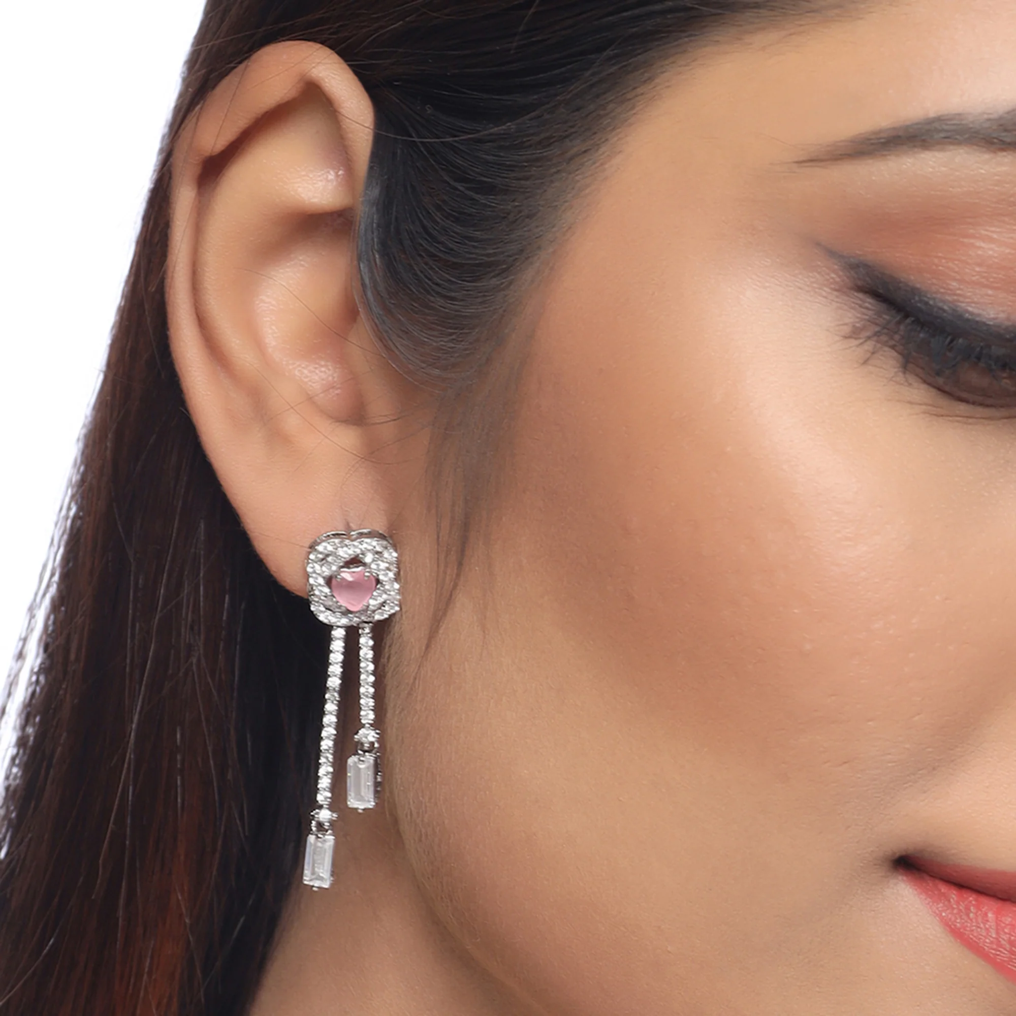 Love Knots Asymmetrical Tassels Drop Earrings - Image 2