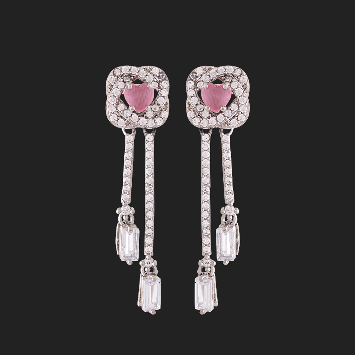 Love Knots Asymmetrical Tassels Drop Earrings - Image 3
