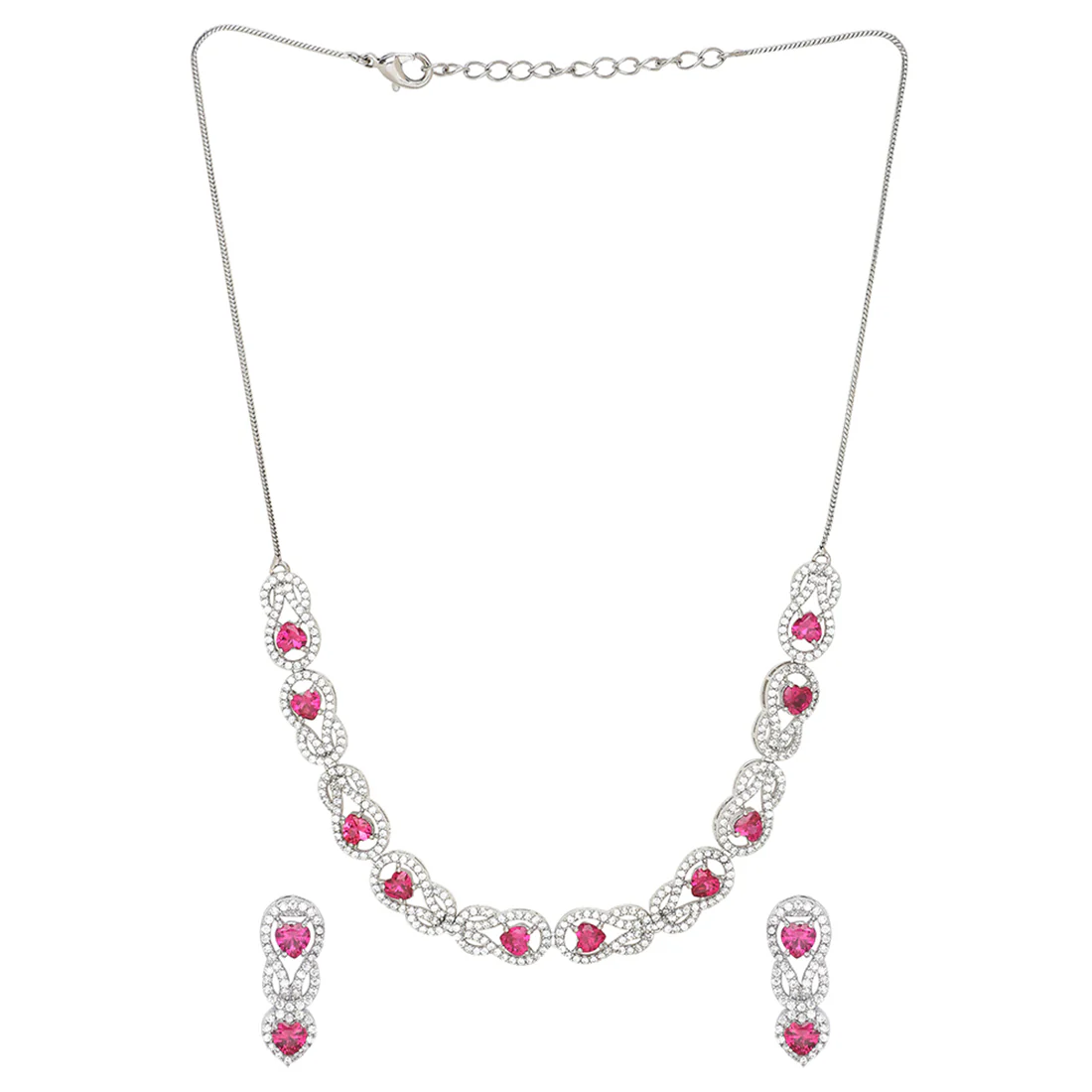 Love Knots Chunky Hearts Studded Necklace Set - Image 4