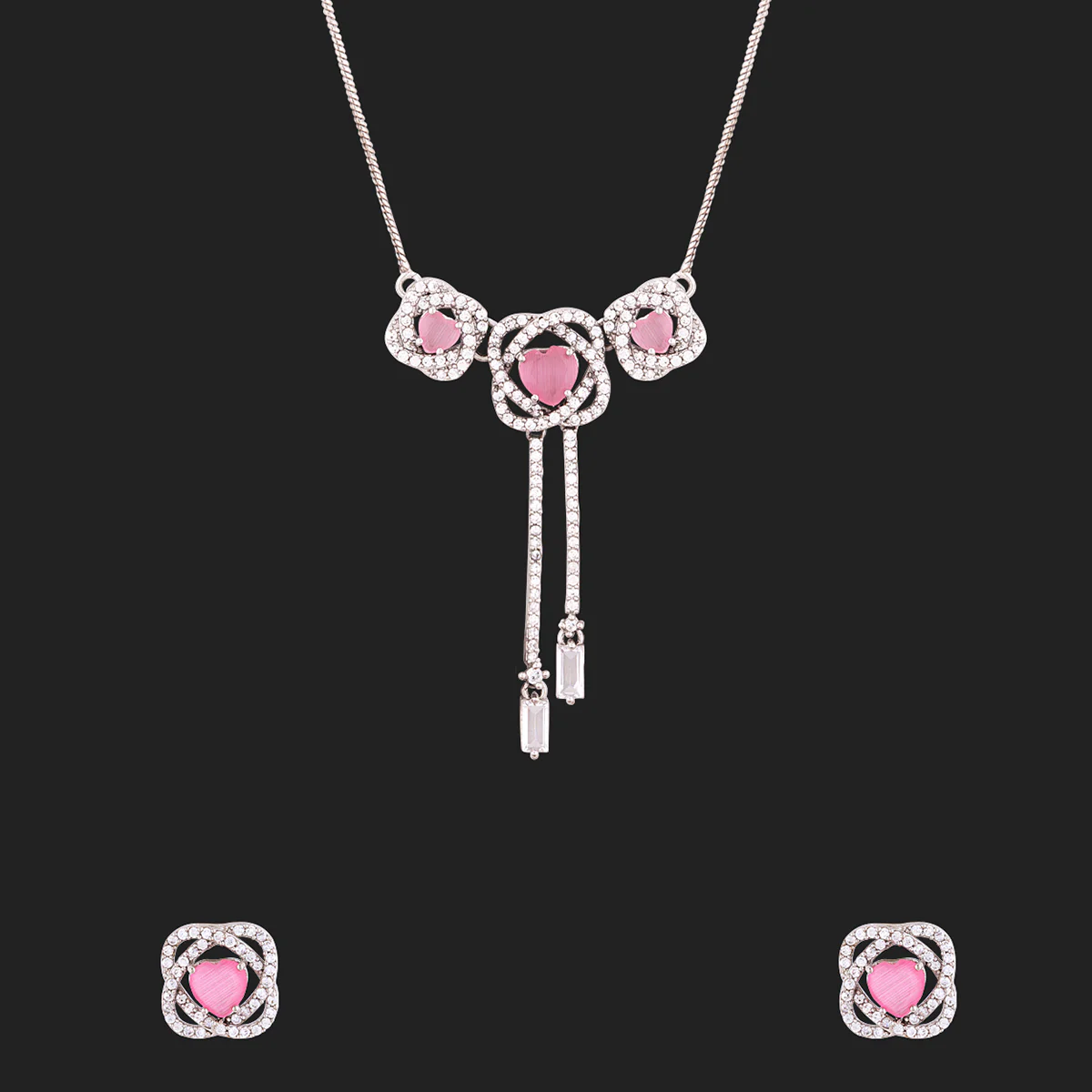 Love Knots CZ Gems Adorned Pendant Set - Image 3