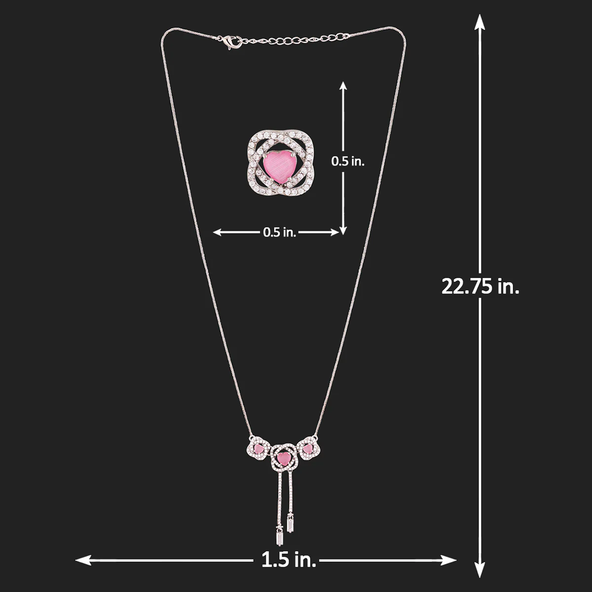 Love Knots CZ Gems Adorned Pendant Set - Image 7