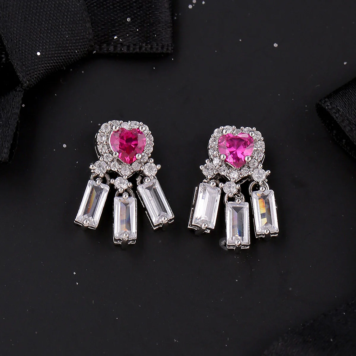 Love Knots CZ Gems Embellished Stud Earrings