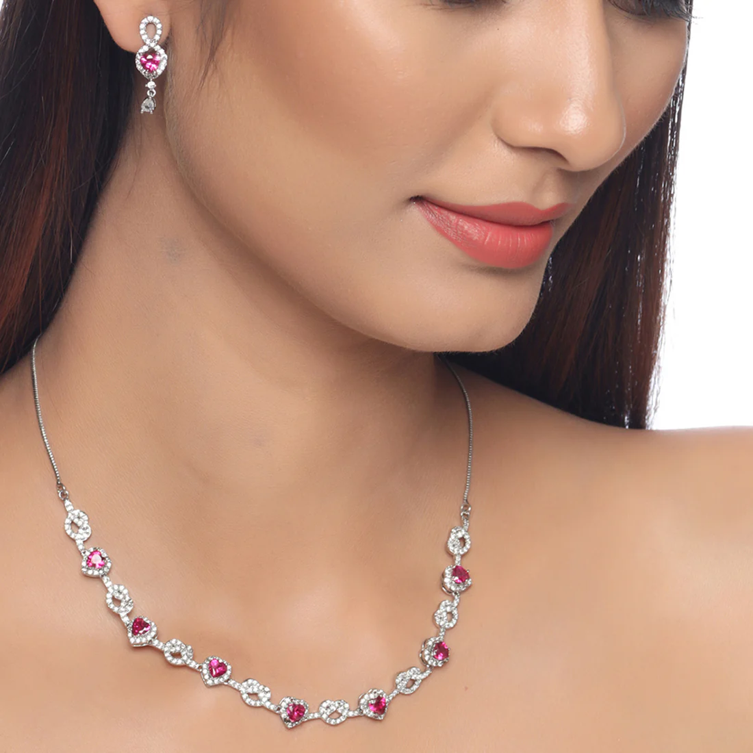 Love Knots Hearts Motifs Necklace Set
