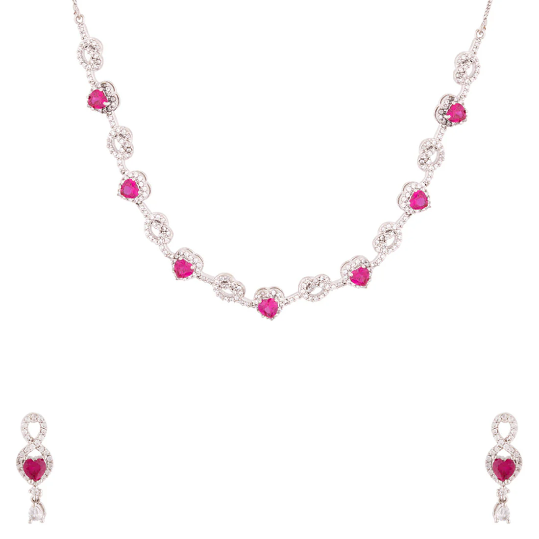 Love Knots Hearts Motifs Necklace Set - Image 3