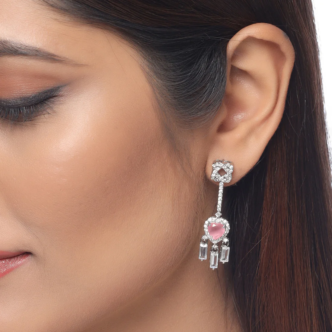 Love Knots Long Heart Drop Earrings - Image 2