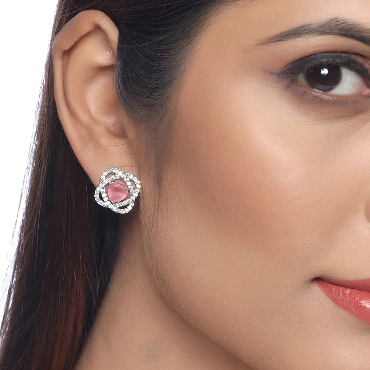 Love Knots Silver Plated Stud Earrings - Image 2