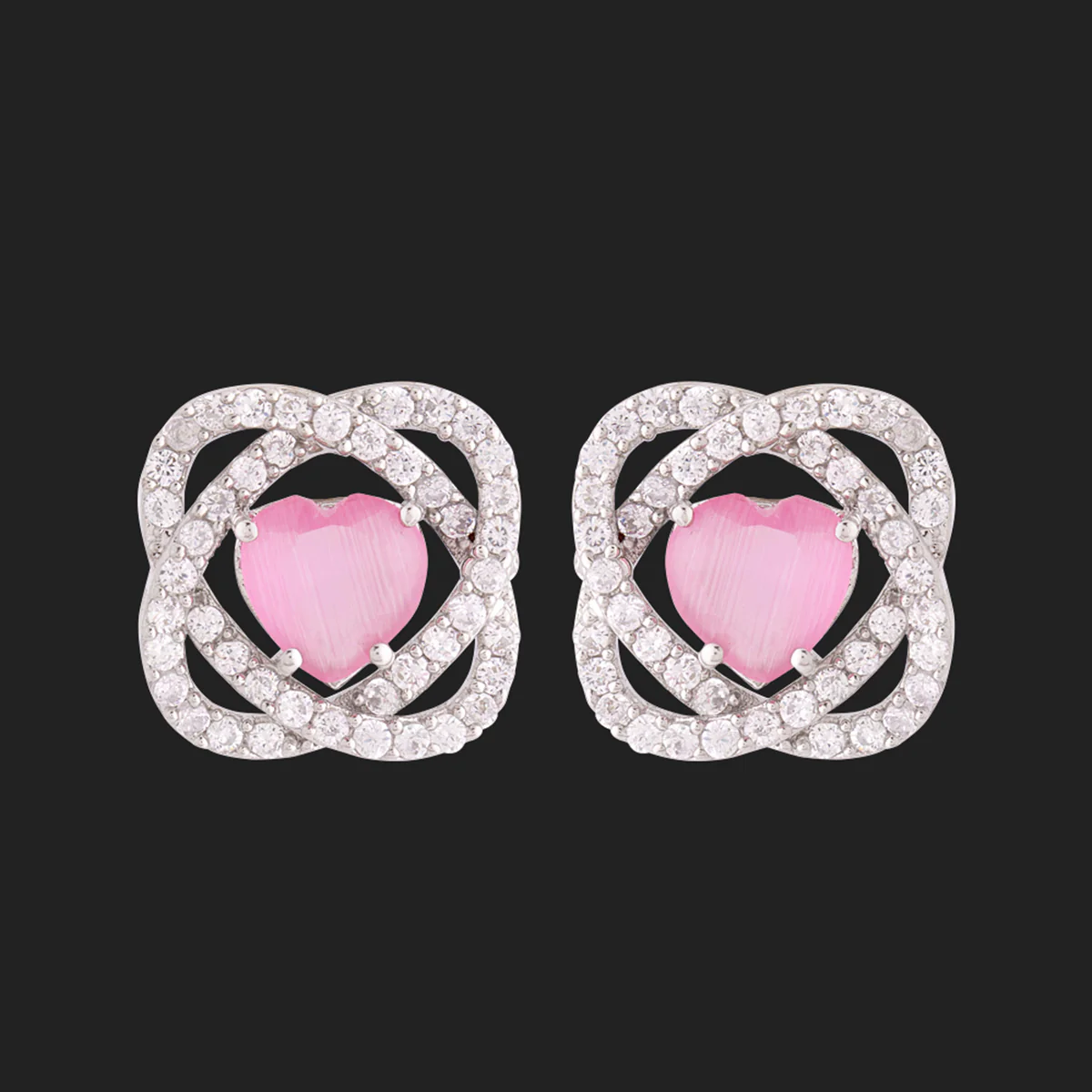 Love Knots Silver Plated Stud Earrings - Image 3