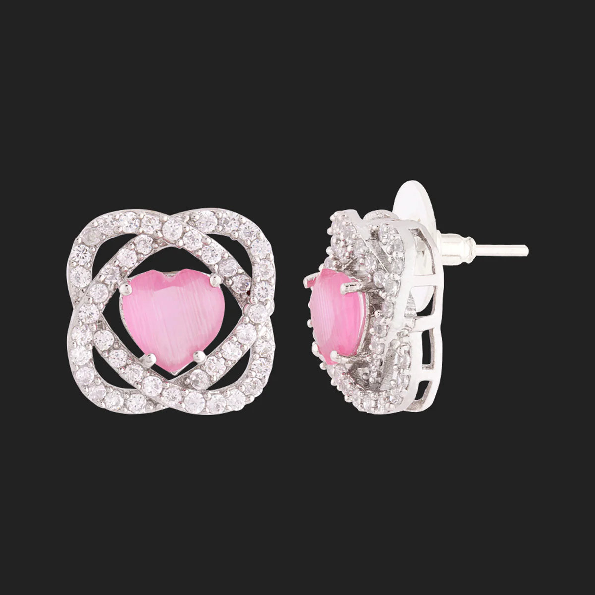 Love Knots Silver Plated Stud Earrings - Image 4