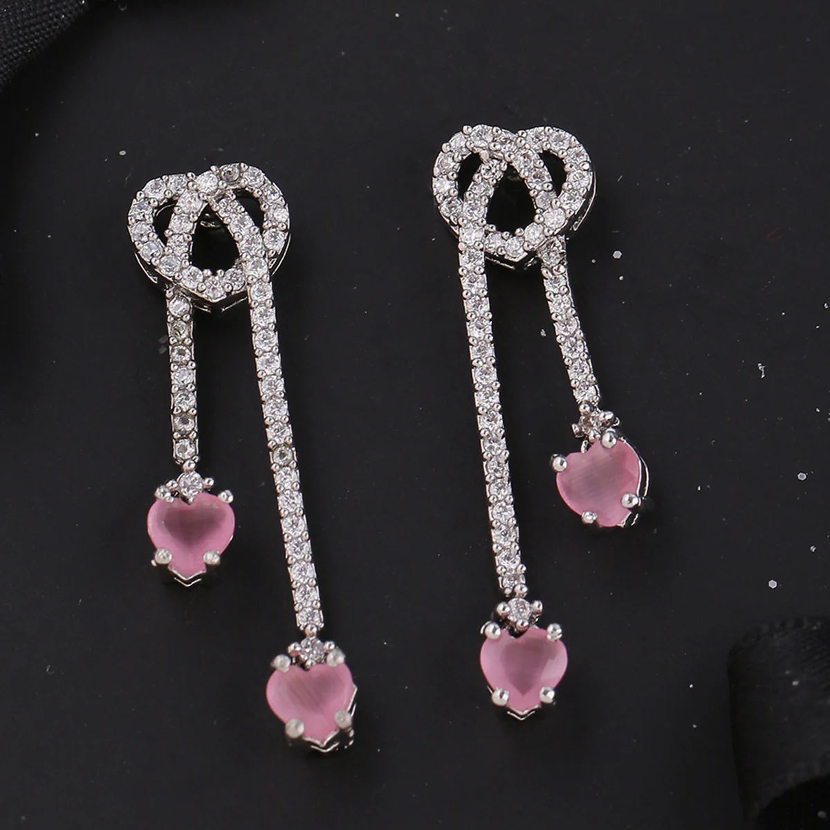 Love Knots Silver Plated Tassels Drop Earrings